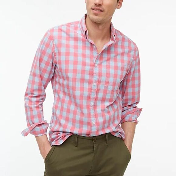 J. Crew Mercantile Pink & Blue Gingham Check Button Down Shirt - Picture 3 of 6